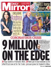 Daily Mirror (UK) Newspaper Front Page for 20 October 2020