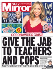 Daily Mirror (UK) Newspaper Front Page for 20 January 2021