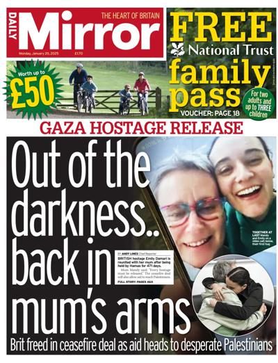 Daily Mirror Newspaper Front Page (UK) for 20 January 2025