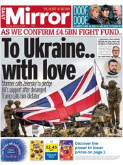 Daily Mirror front page for 20 February 2025