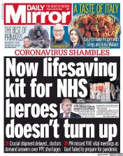 Daily Mirror (UK) Newspaper Front Page for 20 April 2020