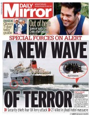 Daily Mirror (UK) Newspaper Front Page for 21 November 2015