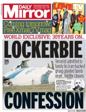 Daily Mirror (UK) Newspaper Front Page for 21 December 2018