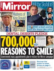 Daily Mirror front page for 21 February 2025