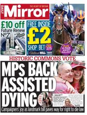 Daily Mirror front page for 21 June 2025