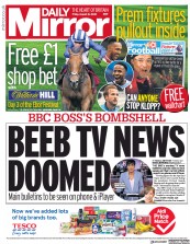 Daily Mirror (UK) Newspaper Front Page for 21 August 2020