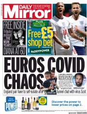 Daily Mirror (UK) Newspaper Front Page for 22 June 2021