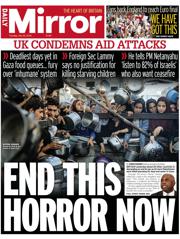 Daily Mirror front page for 22 July 2025