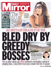 Daily Mirror (UK) Newspaper Front Page for 23 July 2018