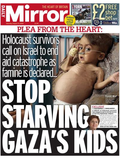 Daily Mirror Newspaper Front Page (UK) for 23 August 2025