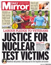 Daily Mirror (UK) Newspaper Front Page for 23 September 2019