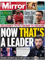 Daily Mirror front page for 24 February 2025