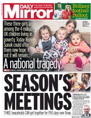 Daily Mirror (UK) Newspaper Front Page for 25 November 2020