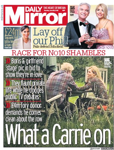 Daily Mirror Newspaper Front Page (UK) for 25 June 2019