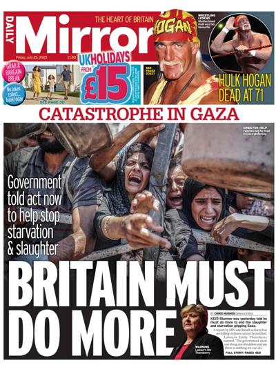 Daily Mirror Newspaper Front Page (UK) for 25 July 2025