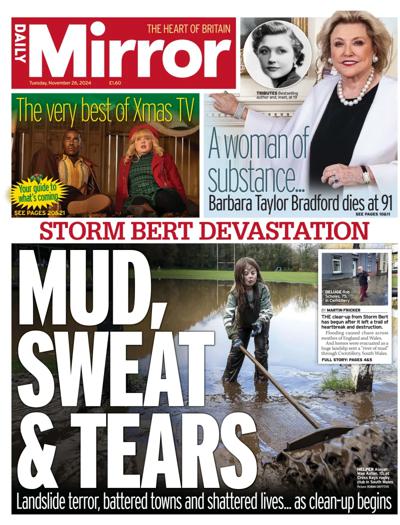 Daily Mirror Newspaper Front Page (UK) for 26 November 2024