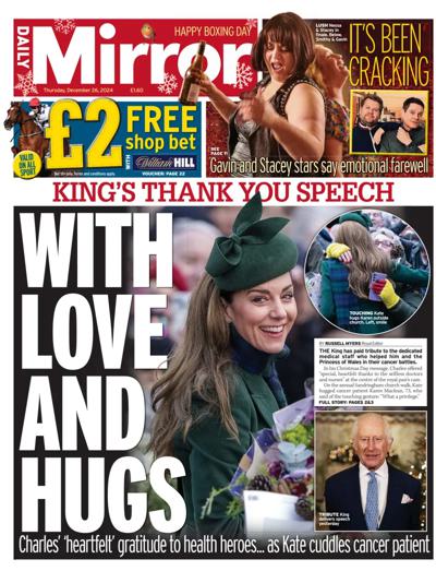 Daily Mirror Newspaper Front Page (UK) for 26 December 2024