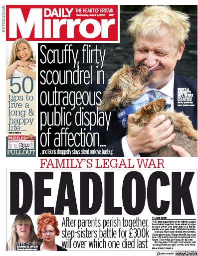 Daily Mirror Newspaper Front Page (UK) for 26 June 2019