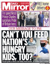 Daily Mirror (UK) Newspaper Front Page for 27 October 2020