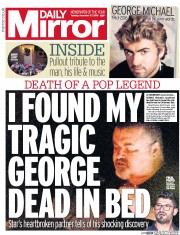 Daily Mirror (UK) Newspaper Front Page for 27 December 2016