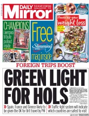 Daily Mirror (UK) Newspaper Front Page for 27 June 2020