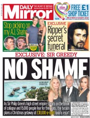 Daily Mirror (UK) Newspaper Front Page for 28 November 2020