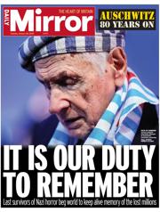 Daily Mirror front page for 28 January 2025