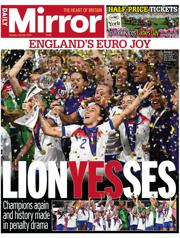 Daily Mirror front page for 28 July 2025
