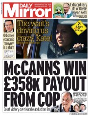 Daily Mirror (UK) Newspaper Front Page for 29 April 2015