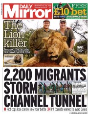 Daily Mirror (UK) Newspaper Front Page for 29 July 2015