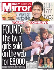 Daily Mirror (UK) Newspaper Front Page for 29 August 2018