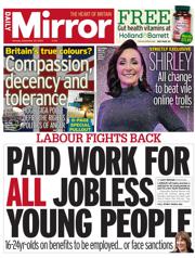Daily Mirror front page for 29 September 2025