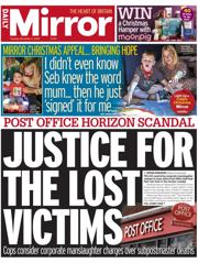 Daily Mirror front page for 2 December 2025