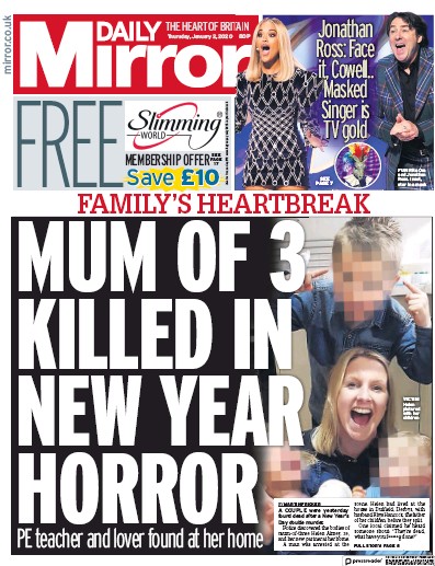 Daily Mirror Newspaper Front Page (UK) for 2 January 2020