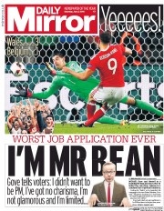 Daily Mirror (UK) Newspaper Front Page for 2 July 2016