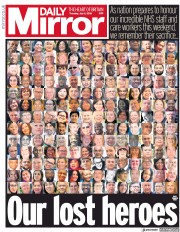 Daily Mirror (UK) Newspaper Front Page for 2 July 2020