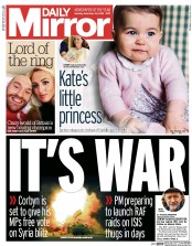 Daily Mirror (UK) Newspaper Front Page for 30 November 2015