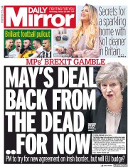 Daily Mirror (UK) Newspaper Front Page for 30 January 2019