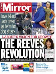 Daily Mirror front page for 30 January 2025