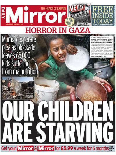 Daily Mirror Newspaper Front Page (UK) for 30 April 2025