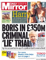 Daily Mirror (UK) Newspaper Front Page for 30 May 2019