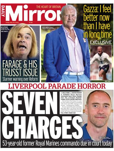 Daily Mirror Newspaper Front Page (UK) for 30 May 2025