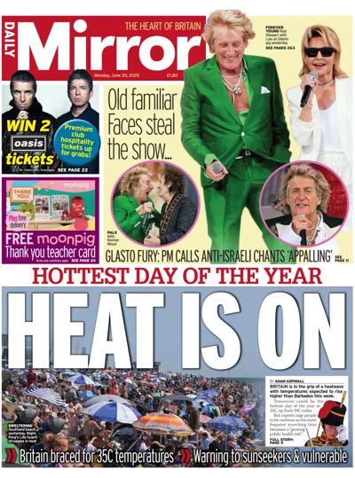 Daily Mirror Newspaper Front Page (UK) for 30 June 2025