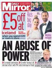 Daily Mirror (UK) Newspaper Front Page for 30 September 2019