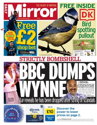 Daily Mirror Newspaper Front Page (UK) for 31 May 2025