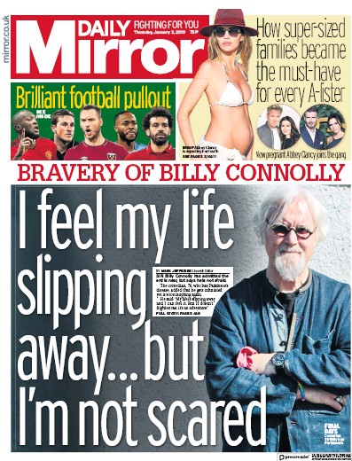 Daily Mirror Newspaper Front Page (UK) for 3 January 2019