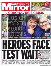 Daily Mirror (UK) Newspaper Front Page for 3 April 2020