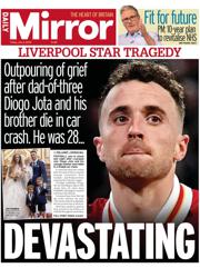 Daily Mirror front page for 4 July 2025
