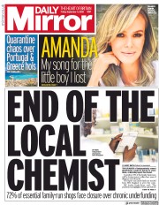 Daily Mirror (UK) Newspaper Front Page for 4 September 2020