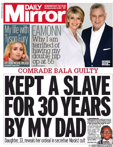 Daily Mirror Newspaper Front Page (UK) for 5 December 2015